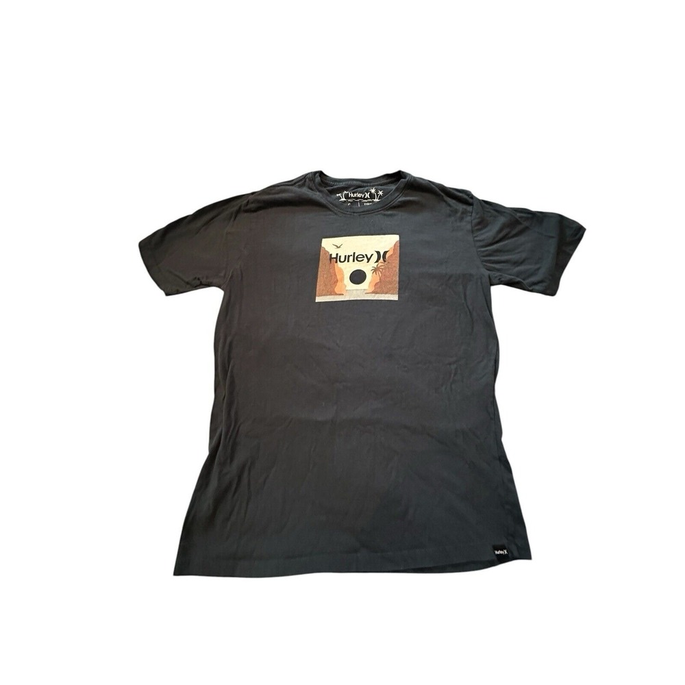 Hurley Women's T-shirt Size Small Black Crew Neck Short Sleeve Beach Surf EUC